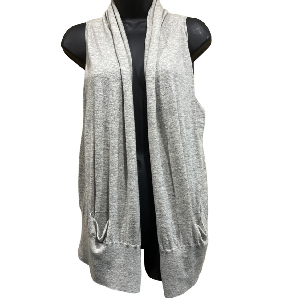 Vince Sleeveless Cashmere Cardigan Women‎ Sz S Grey Drape Open Front Vest Long